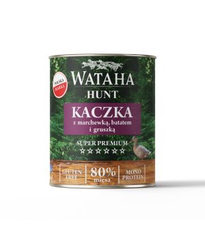 Wataha karma mokra Adult HUNT MONO Kaczka z Marchewką, Batatem i Gruszką 800g