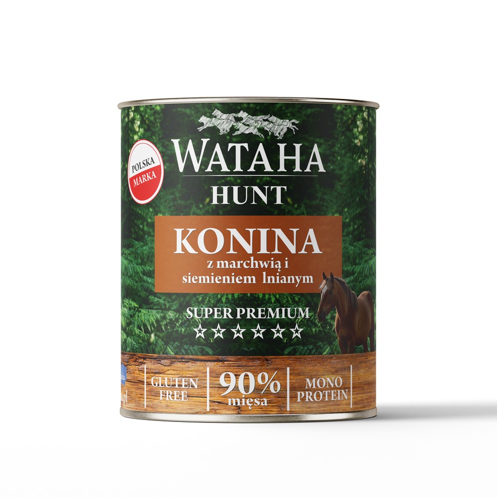 Wataha karma mokra Adult HUNT MONO Konina z Marchwią i Siemieniem Lnianym 800g