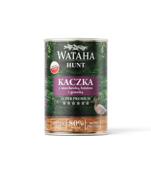 Wataha karma mokra Adult HUNT MONO Kaczka z Marchewką, Batatem i Gruszką 400g