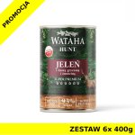 Wataha karma mokra Adult HUNT MONO Jeleń z Kaszą Gryczaną i Żurawiną ZESTAW 6x 400g