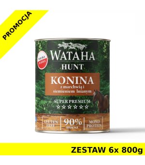 Wataha karma mokra Adult HUNT MONO Konina z Marchwią i Siemieniem Lnianym ZESTAW 6x 800g