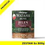 Wataha karma mokra Adult HUNT MONO Jeleń z Kaszą Gryczaną i Żurawiną ZESTAW 6x 800g