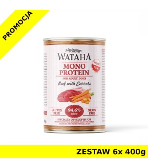 Wataha karma mokra Adult MONO Wołowina z Marchewką ZESTAW 6x 400g