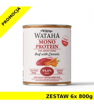 Wataha karma mokra Adult MONO Wołowina z Marchewką ZESTAW 6x 800g