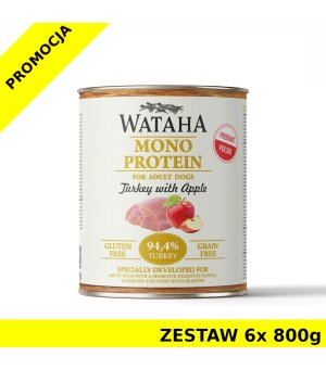 Wataha karma mokra Adult MONO Indyk z Jabłkiem ZESTAW 6x 800g