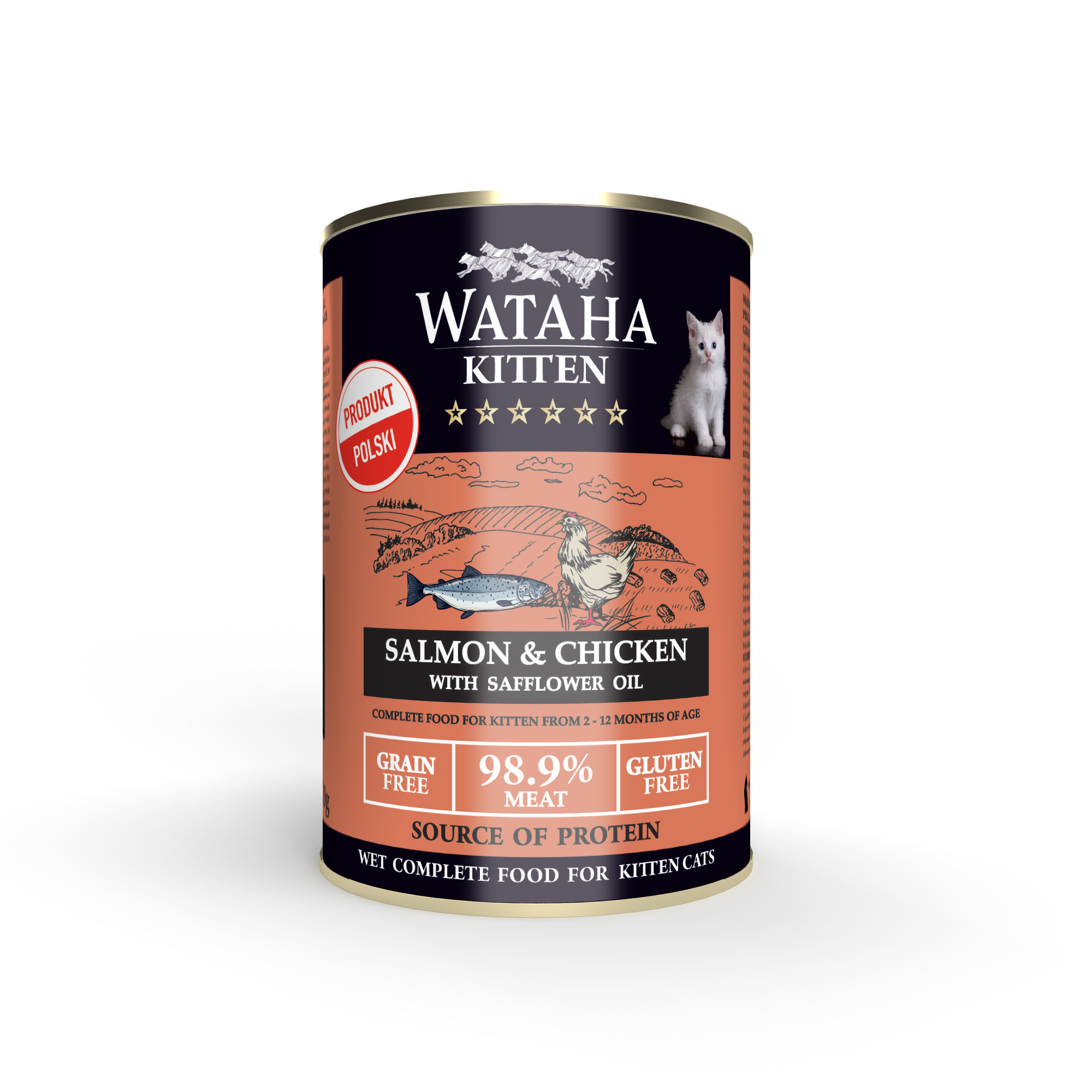 Wataha karma mokra dla kociąt Hunt Łosoś z Kurczakiem 400g