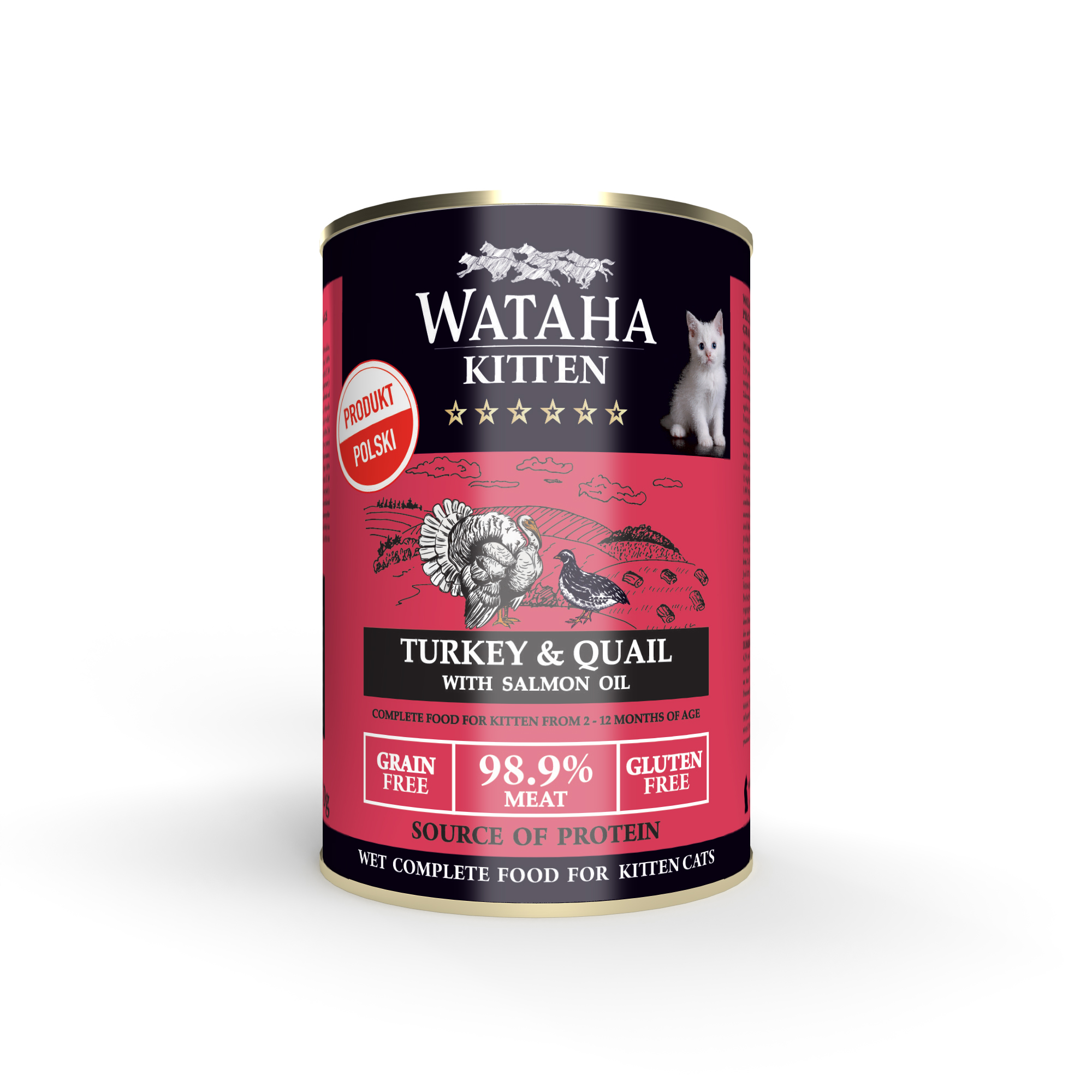 Wataha karma mokra dla kociąt Hunt Indyk z Przepiórką 400g