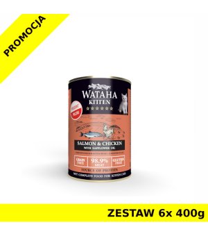 Wataha karma mokra dla kociąt Hunt Łosoś z Kurczakiem ZESTAW 6x 400g