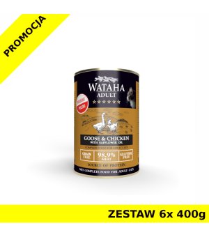 Wataha karma mokra dla kotów Hunt Gęsina z Kurczakiem ZESTAW 6x 400g