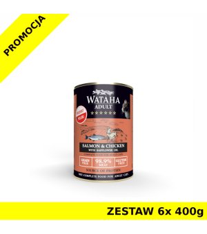 Wataha karma mokra dla kotów Hunt Łosoś z Kurczakiem ZESTAW 6x 400g