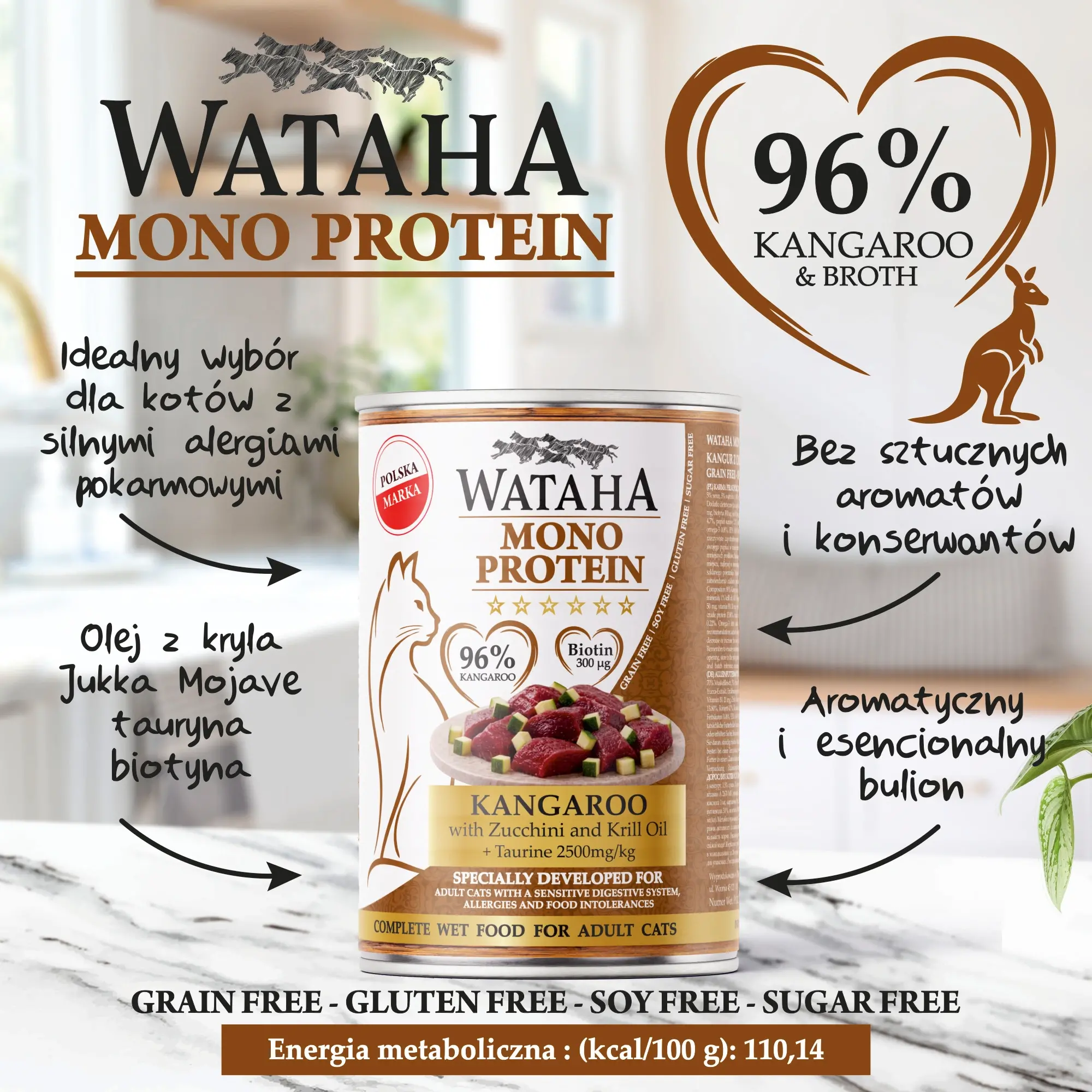 Wataha karma mokra dla kotów MONO Kangur z Cukinią 400g
