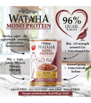 Wataha karma mokra dla kotów MONO Przepiórka z Dynią 400g
