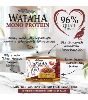 Wataha karma mokra dla kotów MONO Przepiórka z Dynią 200g