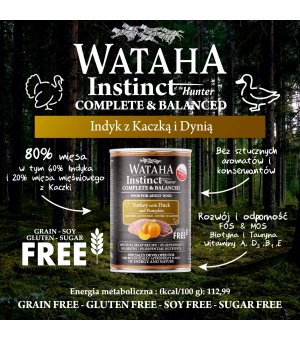 Wataha karma mokra dla psów dorosłych INSTINCT Indyk z Kaczką i Dynią 400g