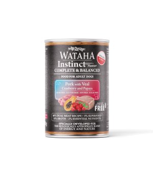 Wataha karma mokra dla psów dorosłych INSTINCT Wieprzowina z Cielęciną, Papają i Żurawiną 400g