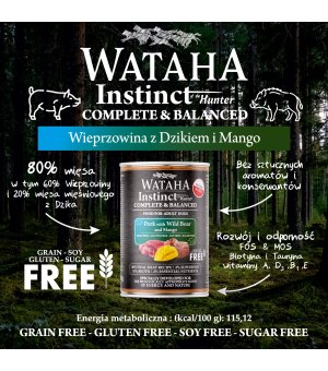 Wataha karma mokra dla psów dorosłych INSTINCT Wieprzowina z Dzikiem i Mango 400g
