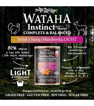 Wataha karma mokra dla psów dorosłych INSTINCT Light Indyk z Sarną o Marchewką 400g