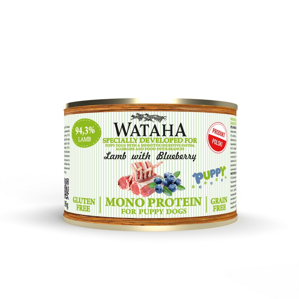Wataha karma mokra dla szczeniąt MONO Jagnięcina z Borówką Amerykańską 185g