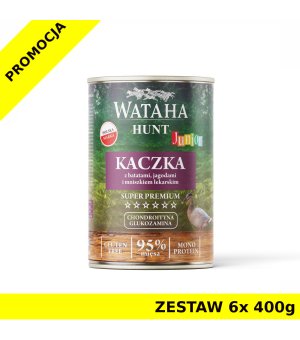Wataha karma mokra dla szczeniąt HUNT MONO Kaczka z Batatami ZESTAW 6x 400g