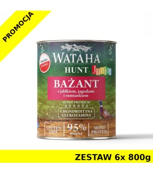 Wataha karma mokra dla szczeniąt HUNT MONO Bażant z Jabłkiem i Rumiankiem ZESTAW 6x 800g