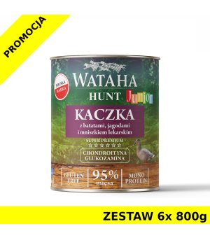 Wataha karma mokra dla szczeniąt HUNT MONO Kaczka z Batatami ZESTAW 6x 800g