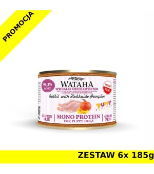 Wataha karma mokra dla szczeniąt MONO Królik z Dynią Hokkaido ZESTAW 6x 185g