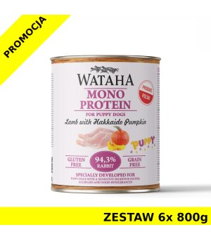 Wataha karma mokra dla szczeniąt MONO Królik z Dynią Hokkaido ZESTAW 6x 800g