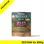 Wataha karma mokra dla szczeniąt HUNT MONO Jeleń z Gruszką, Jagodami i Pokrzywą ZESTAW 6x 800g
