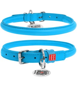 WAU DOG obroża GLAMOUR niebieska M 39-47cm/10mm okrągła