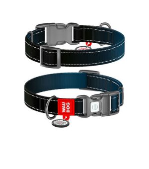WAU DOG Obroża nylon Mono czarna M 28-40cm / 20mm