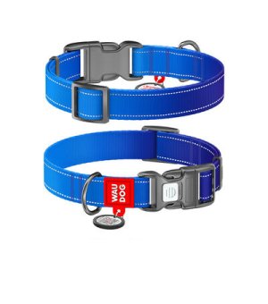 WAU DOG Obroża nylon Mono niebieski M 28-40cm / 20mm