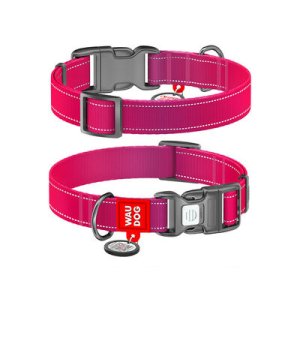 WAU DOG Obroża nylon Mono różowa L 33-49cm / 25mm