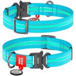 WAU DOG obroża nylonowa odblaskowa niebieska M 28-40cm/20mm z metalowym zapięciem