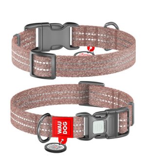 WAU DOG Obroża RE-COTTON Brązowa S 25-35cm / 15mm