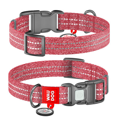 WAU DOG Obroża RE-COTTON Czerwona XL 34-58cm / 25mm