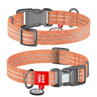 WAU DOG Obroża RE-COTTON Pomarańczowa S 25-35cm / 15mm