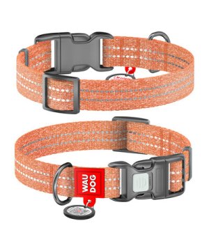 WAU DOG Obroża RE-COTTON Pomarańczowa S 25-35cm / 15mm