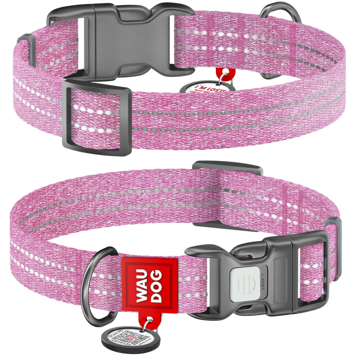 WAU DOG obroża RE-COTTON różowa XS 20-30cm/10mm