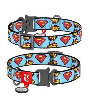 WAU DOG obroża SUPERMAN M 28-40cm/20mm  z metalowym zapięciem