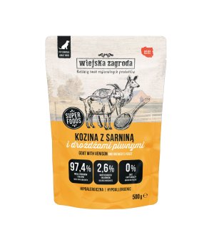 Wiejska Zagroda karma mokra dla psów dorosłych Kozina z Sarną 500g - saszetka