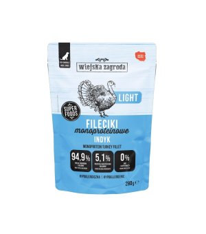 Wiejska Zagroda karma mokra dla psów dorosłych - Fileciki Indyk Light 280g - saszetka