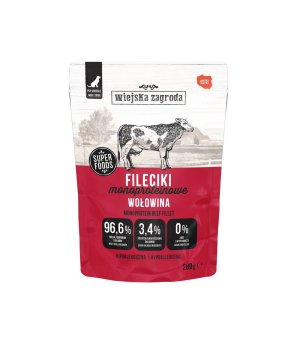 Wiejska Zagroda karma mokra dla psów dorosłych - Fileciki Wołowina Monoproteinowa 280g - saszetka