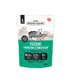 Wiejska Zagroda karma mokra dla szczeniąt - Fileciki Jagnięcina z tuńczykiem 280g - saszetka