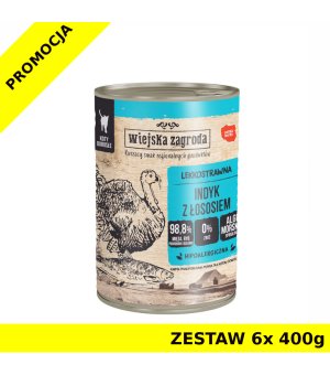 Wiejska Zagroda KOT - Indyk z łososiem ZESTAW  6x 400g