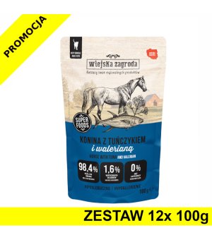 Wiejska Zagroda KOT karma mokra dla kotów dorosłych - Konina z Tuńczykiem i Walerianą 12x 100g ZESTAW
