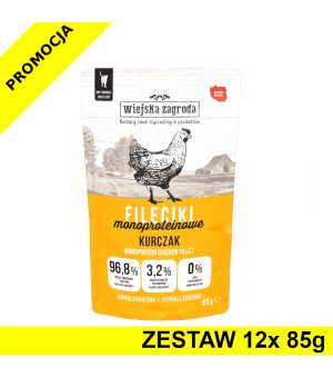 Wiejska Zagroda KOT karma mokra dla kotów dorosłych - Fileciki Kurczak 12x 85g ZESTAW