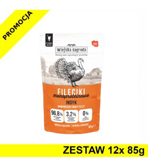 Wiejska Zagroda KOT karma mokra dla kotów dorosłych - Fileciki Indyk 12x 85g ZESTAW