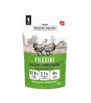 Wiejska Zagroda KOT karma mokra dla kociąt - Fileciki Kaczka z Kurczakiem 85g saszetka