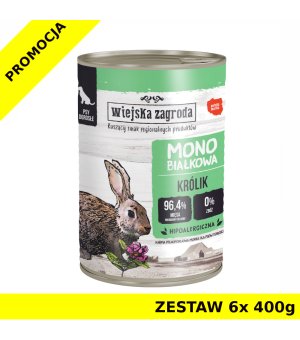 Karma mokra dla psa Wiejska Zagroda PIES MONO KRÓLIK ZESTAW 6X 400G