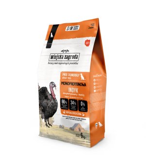 Wiejska Zagroda sucha karma Monoproteinowa dla psa - Indyk ROZM. S/M 6kg 